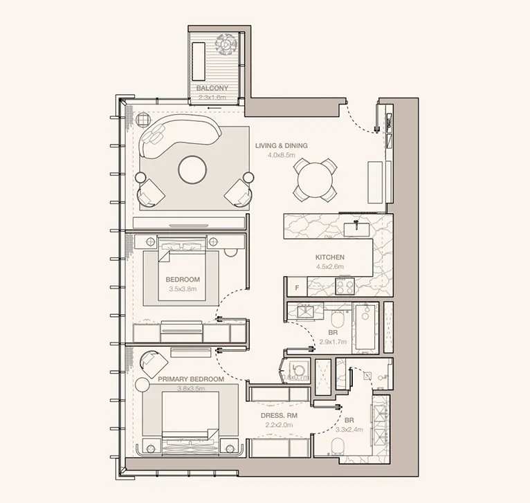 2 bedrooms Apartments