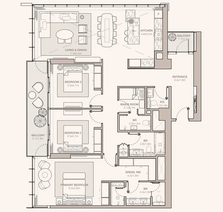 3 bedrooms Apartments