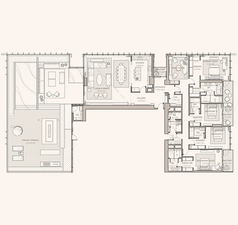 4 bedrooms Apartments