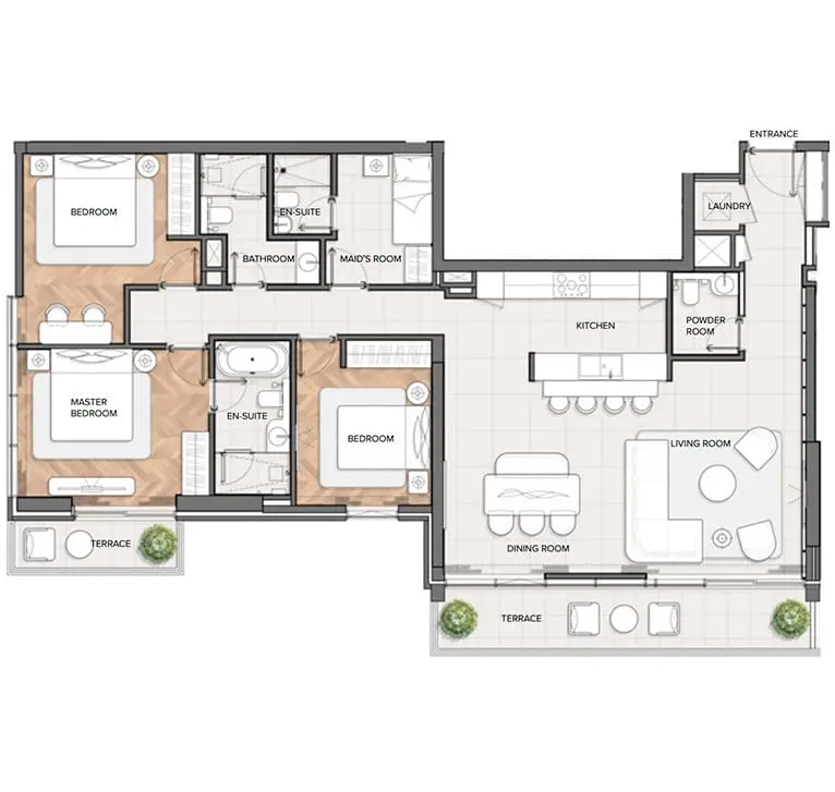 3 Bedroom Apartments